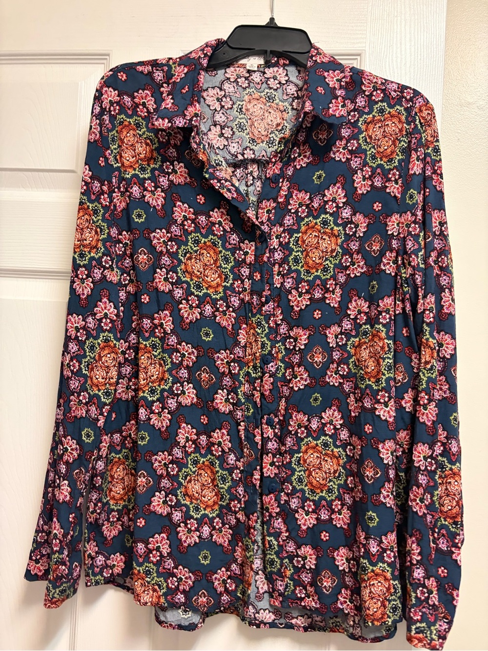Floral Navy Button-Down Shirt - Long Sleeve